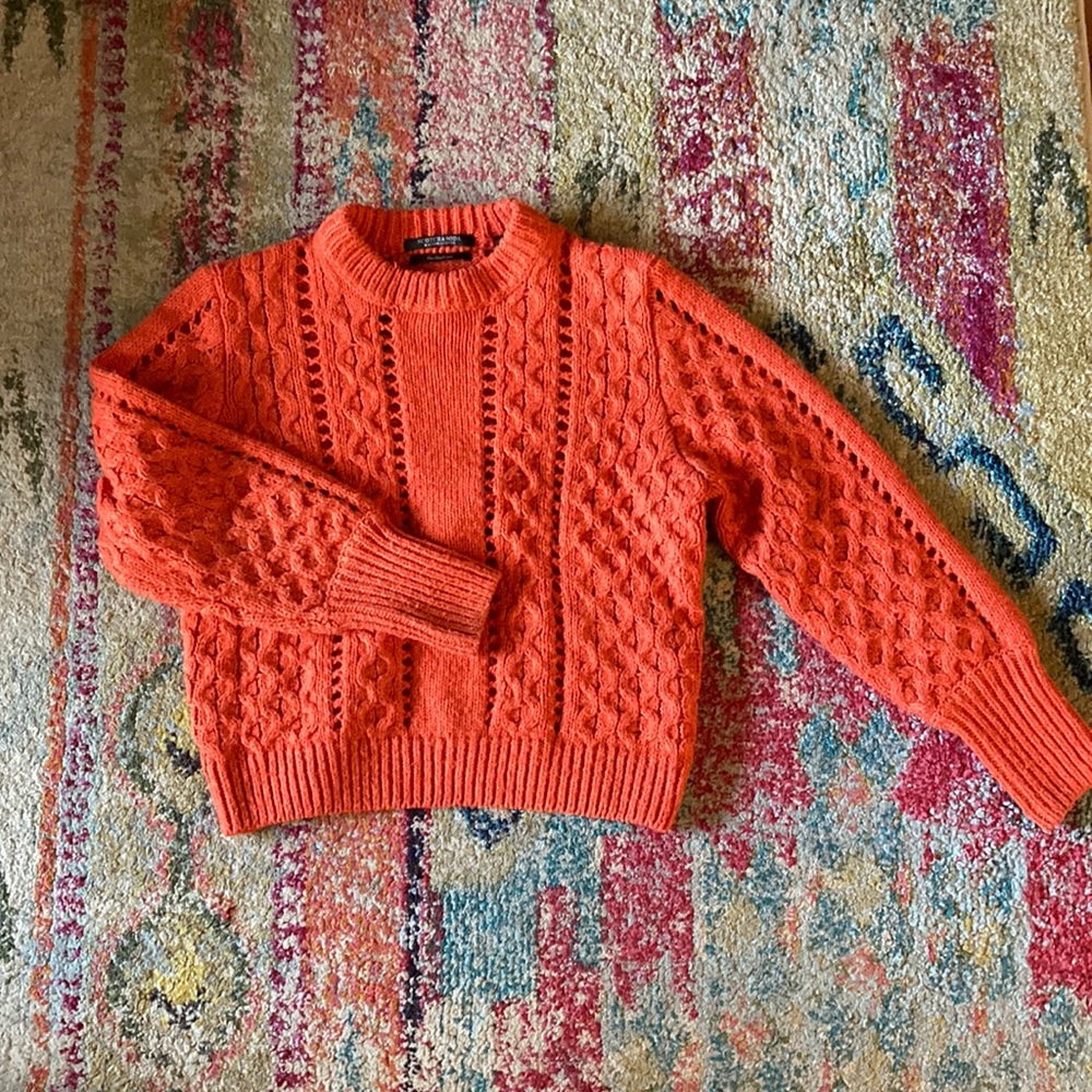 Scotch and soda maison scotch wool blend orange fisherman sweater crop sz small
